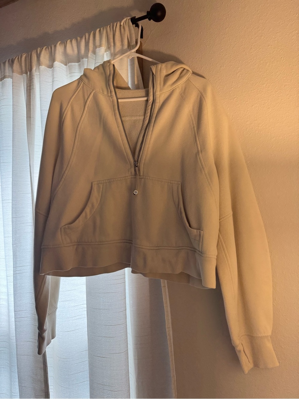 lululemon athletica Cropped Half-Zip Hoodie - Cream Scuba